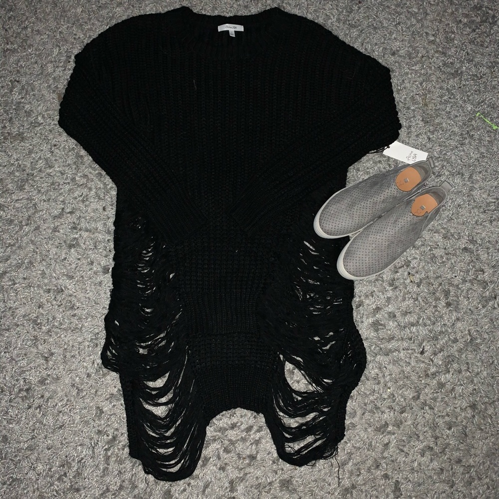 Black Distressed Sweater